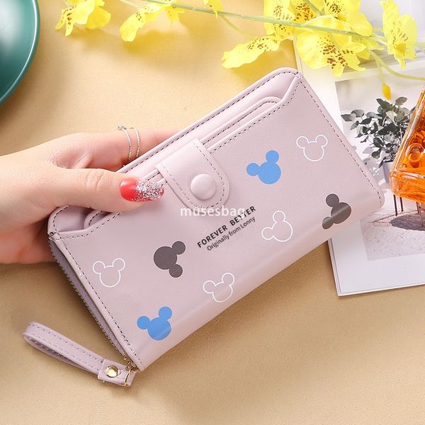 High quality women's fashionable ultra-thin multi-functional long card bag with multiple card slots Korean long zippered bank card case credit card clip wallet, Red